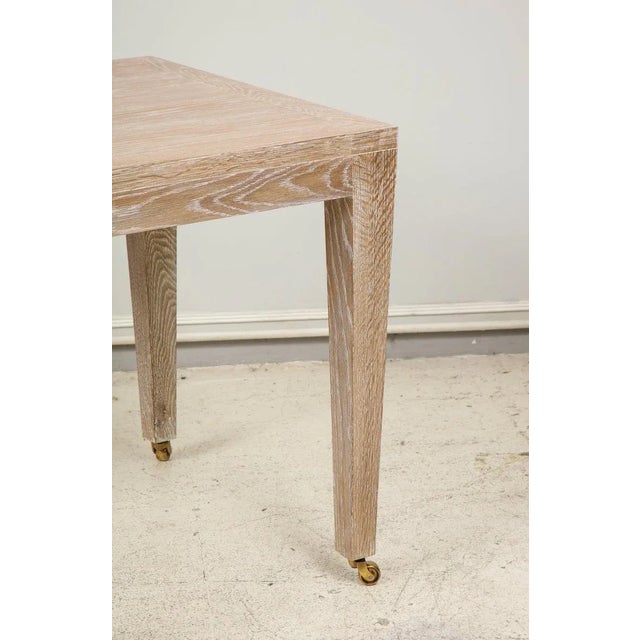 Contemporary Bespoke Cerused Oak Table on Castors For Sale - Image 3 of 9