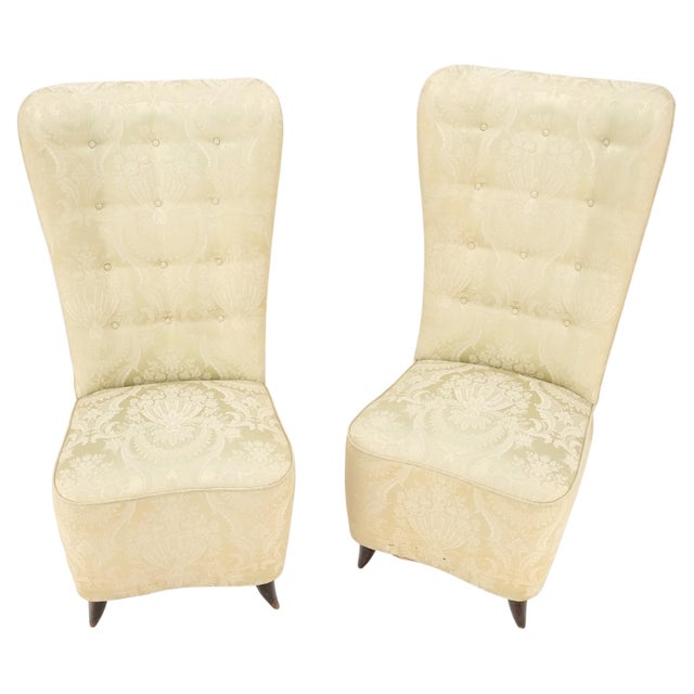 Full price included NEW UPHOLSTERY customer to provide the fabric. Pair Italian Mid Century Modern Extra Tall Back Thick...