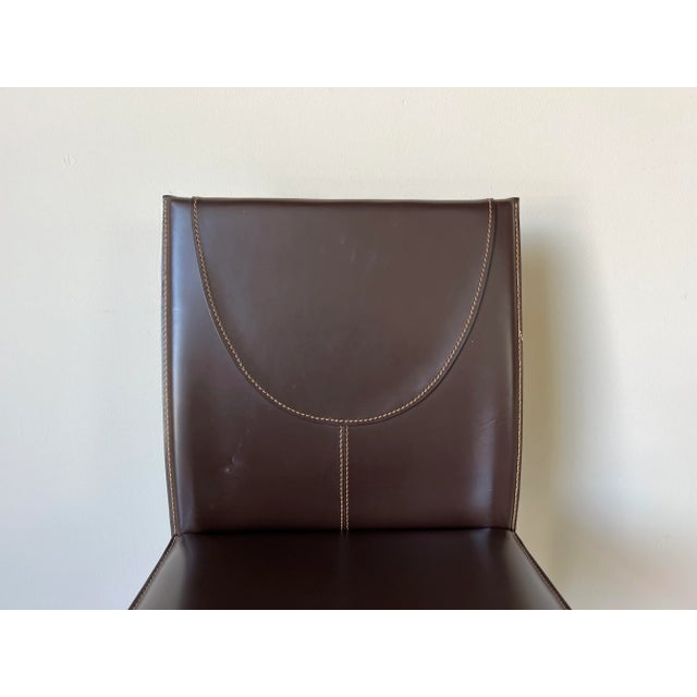 1980's Postmodern Italian Brown Leather Desk Chair by Arper For Sale In Miami - Image 6 of 11