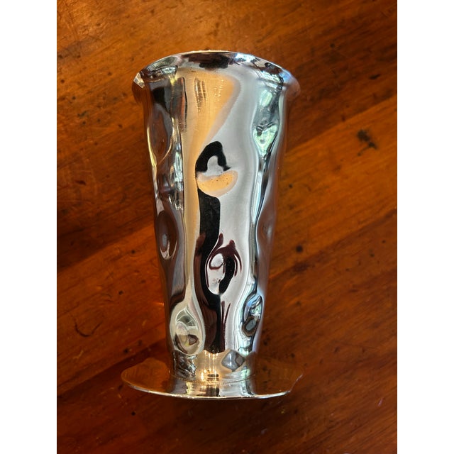 1980s Izabel Lam New York Modernist Silver Plated Wavy Vases - A Pair For Sale - Image 5 of 8