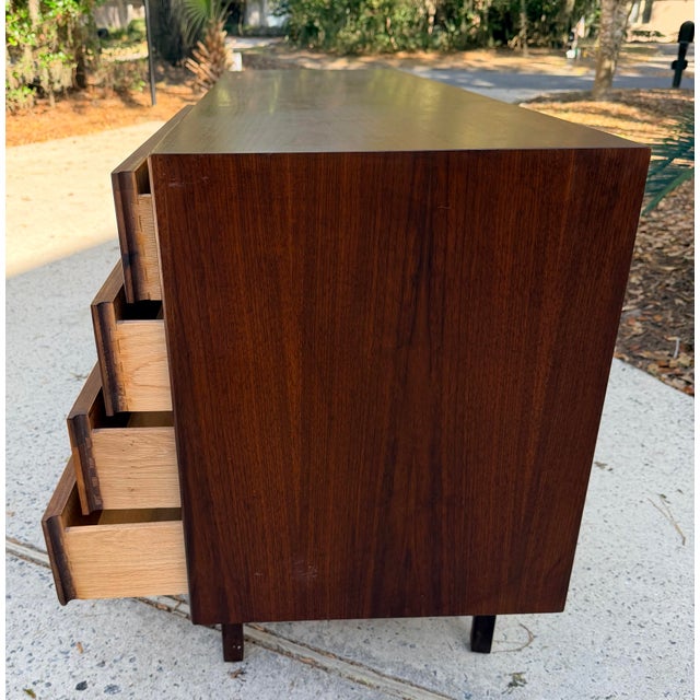 MidCentury Modern Black Walnut 6 Drawer Dresser For Sale - Image 10 of 17