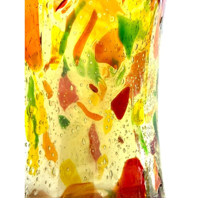 Mid 20th Century Tall Yellow Hand-Blown Glass Bottle in Murano Style For Sale - Image 10 of 17