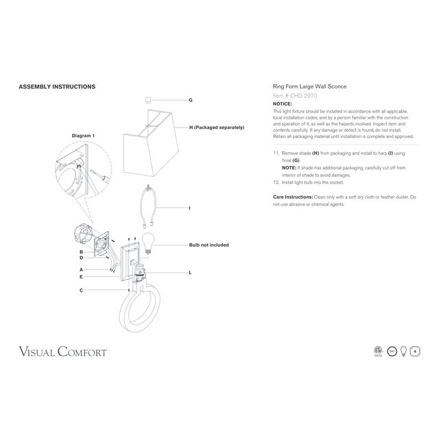 Visual Comfort Chapman & Myers for Visual Comfort Signature Ring Form Large Wall Sconce in Alabaster with Linen Shade For Sale - Image 4 of 4