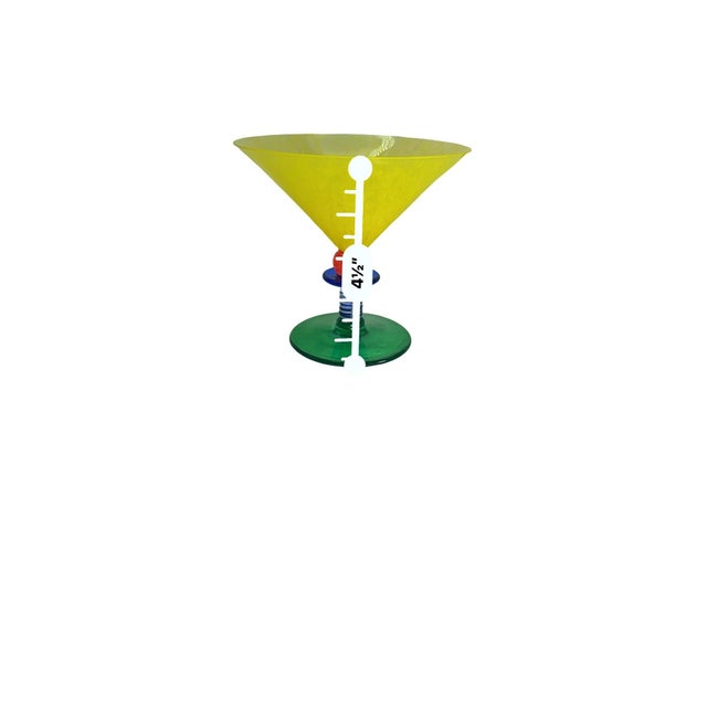 Postmodern Mid 20th Century Harlequin Berit Johansson Gense Glass Bowl/Compote Yellow Green Red Blue Signed For Sale - Image 3 of 6