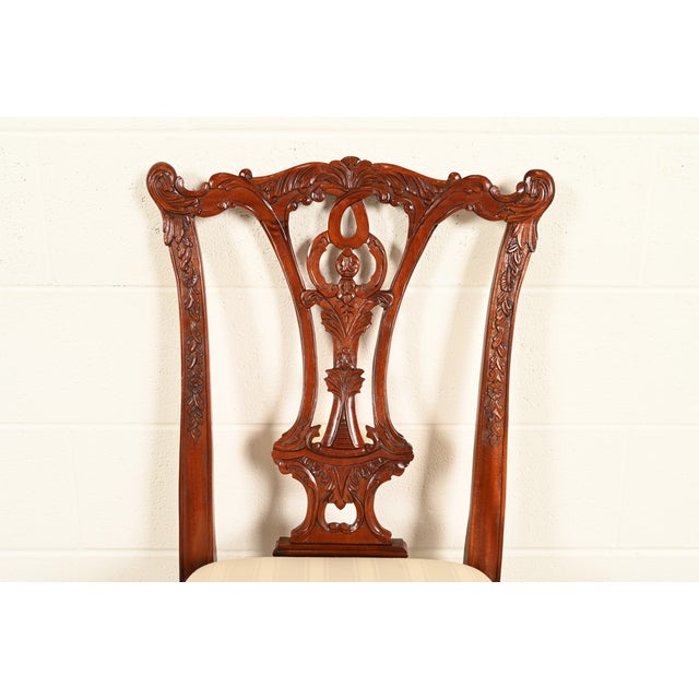 Baker Furniture Style Chippendale Carved Mahogany Dining Chairs, Set of Six For Sale In South Bend - Image 6 of 13