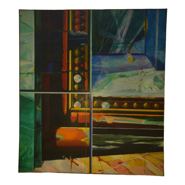 Roberto Platé, Abstract Composition, 1970s, Oil on Canvas, Framed For Sale