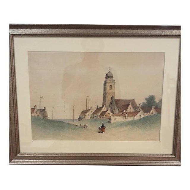 Andrew Fisher Bunner Antique Watercolor – View of Amberg Germany For Sale