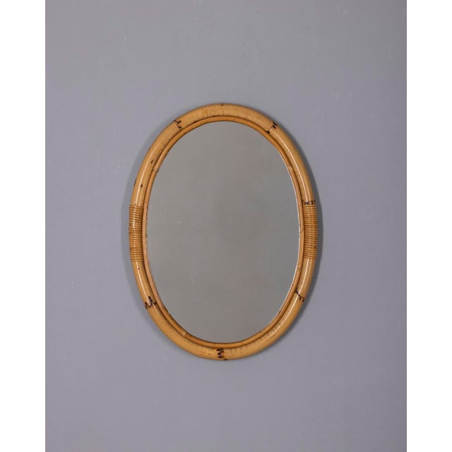 Vintage Oval Wall Mirror in Bamboo, Italy, 1960s For Sale - Image 11 of 11