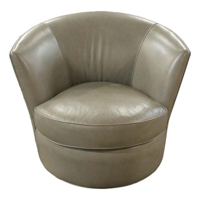 Bradington Young Gray Leather Swivel Chair - Gray For Sale
