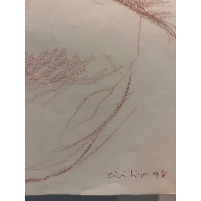 1990s Classic Charcoal Drawing on Paper, Original Art For Sale - Image 5 of 5