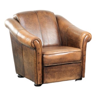Vintage Sheepskin Lounge Chair For Sale