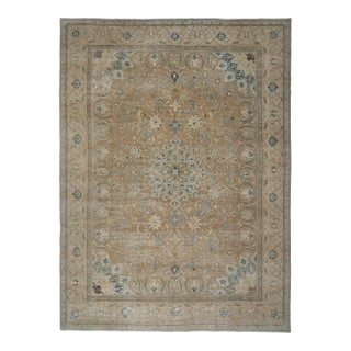1970s Vintage Persian Handmade Wool Cotton Brown Area Rug For Sale