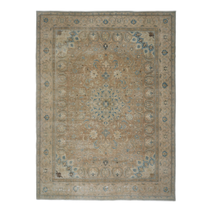 1970s Vintage Persian Handmade Wool Cotton Brown Area Rug