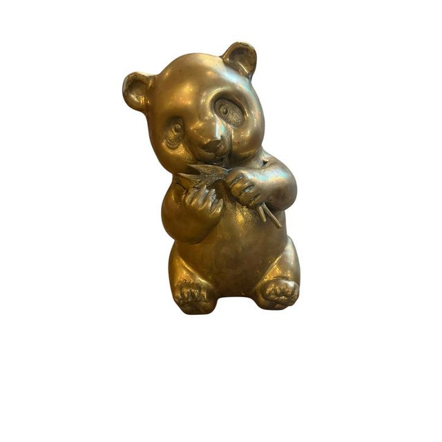 Brass MCM Brass Panda Statue Figurine For Sale - Image 8 of 17