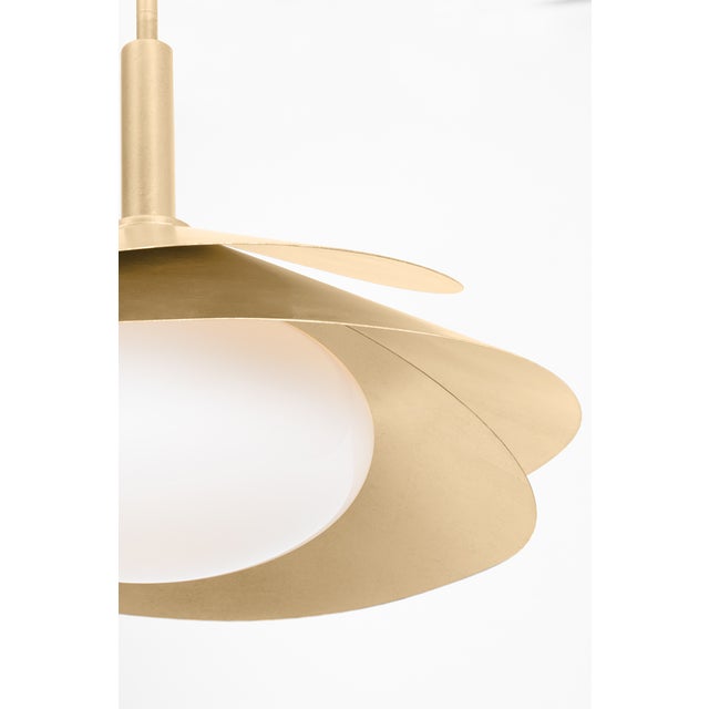Hudson Valley Lighting Hudson Valley Lighting Brookhaven 22 in. 1 Light Pendant in Vintage Gold Leaf Finish For Sale - Image 4 of 5