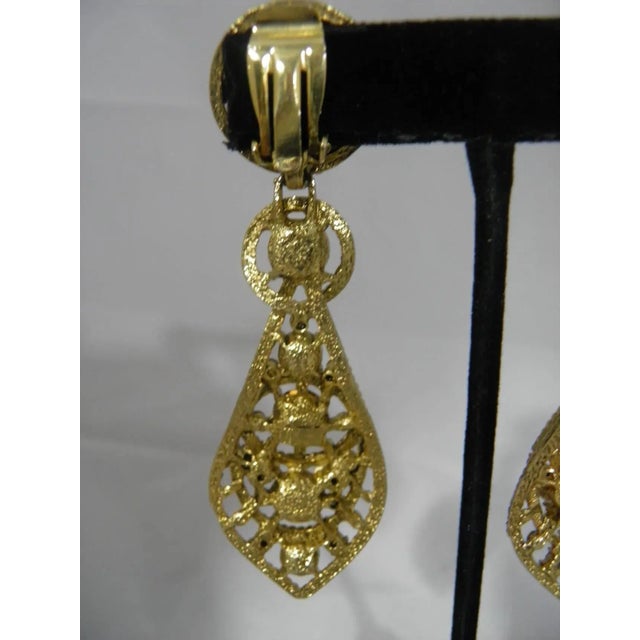 Thelma Deutsch Amber Aurora Borealis Stones Pendant Earrings 1980s- a Pair For Sale In West Palm - Image 6 of 6