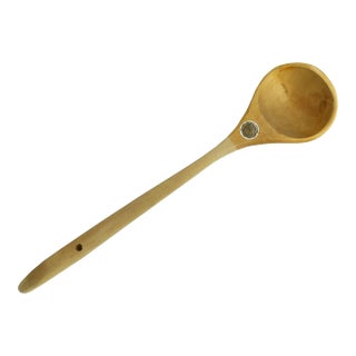 Mid 20th Century Authentic Finnish Hand-Carved Tall Wooden Sauna Ladle (Löylykauha) For Sale