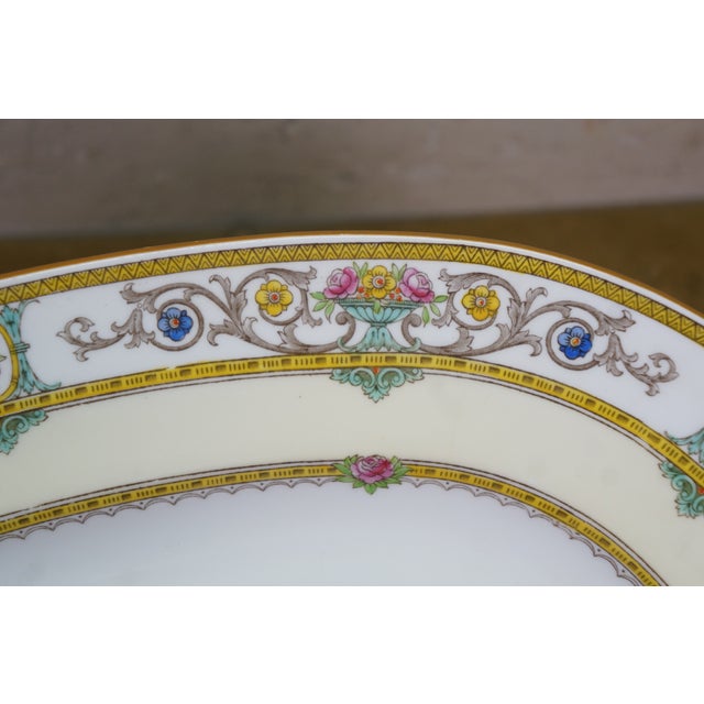 1920s Antique Mintons England Grasmere Floral Acanthus Oval Serving Platter 15" For Sale - Image 5 of 13