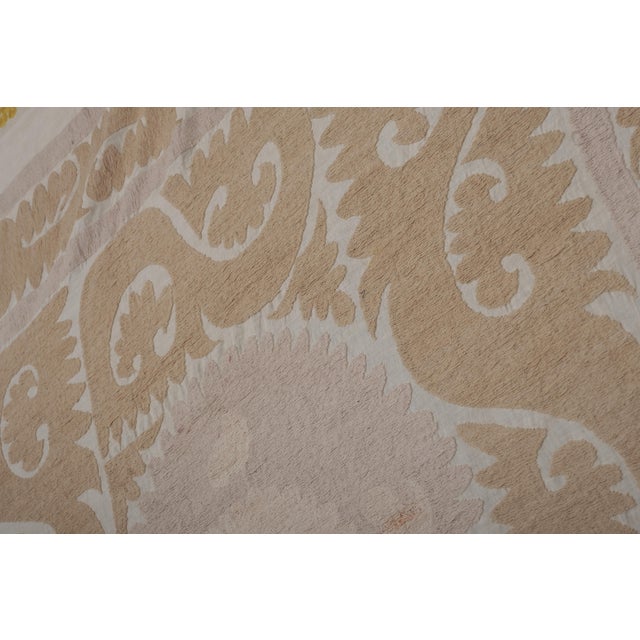 Textile Neutral Suzani Wall Hanging 8'7'' X 11'10'' - Bedspread For Sale - Image 7 of 10