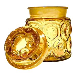 l.e. Smith Moon and Stars 1960s Mid-Century Amber Glass Jar