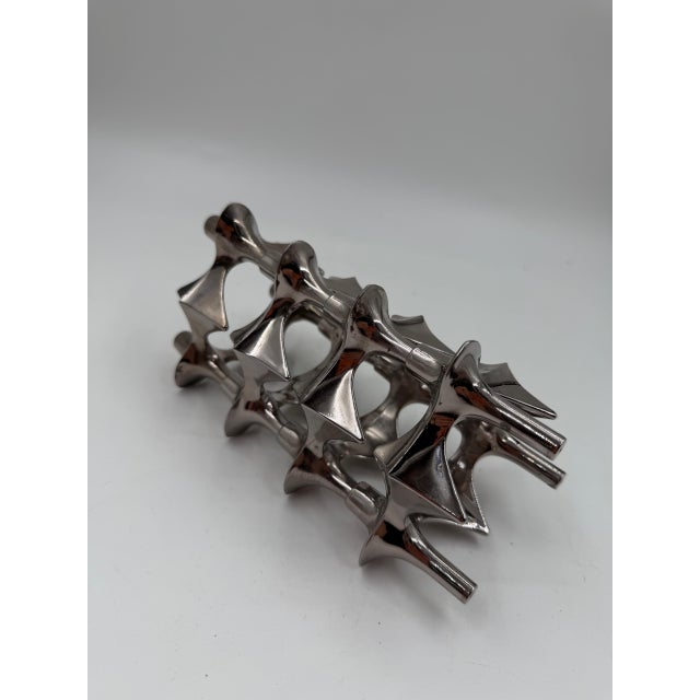 Mid-Century Modern Brutalist Chrome Taper Candleholders by Nagel Stoff for BMF, 1950s, Set of 4 For Sale - Image 16 of 18