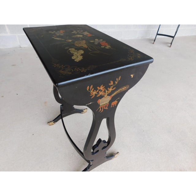 Asian Antique Dark Green Lacquer Asian Nesting Tables For Sale - Image 3 of 10