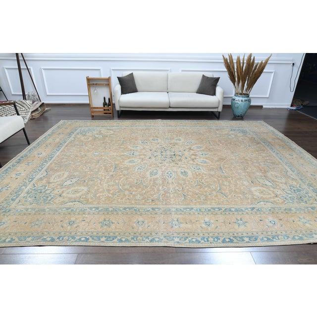Salmon 1970s Vintage Persian Handmade Wool Cotton Brown Area Rug For Sale - Image 8 of 11