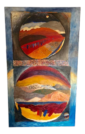 Christopher Lane 'Two Moon Scapes' 1963-64 Oil Painting