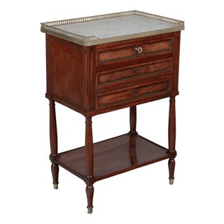 Louis XVI Style Marble Top Nightstand or Side Table For Sale