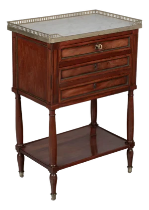 Louis XVI Style Marble Top Nightstand or Side Table