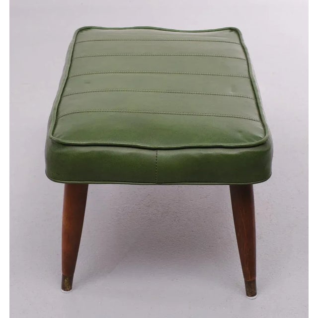 1950s Green Faux Leather Ottoman, 1985 For Sale - Image 5 of 9