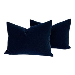 Early 21st Century Sapphire Mohair Navy Blue Pillows- a Pair For Sale