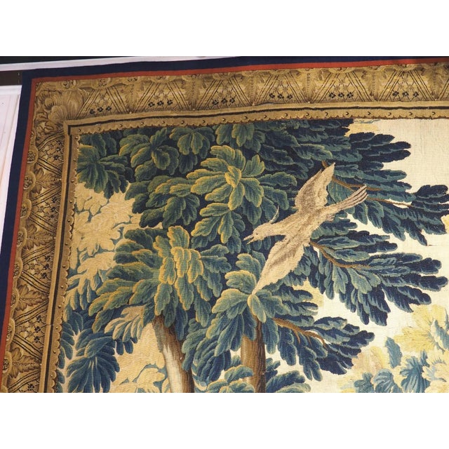 18th Century 18th Century Verdure "Exotique" Wool and Silk Tapestry From Flanders For Sale - Image 5 of 12