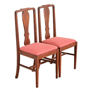 Baker Furniture Style Federal Inlaid Mahogany Side Chairs or Dining Chairs, Pair For Sale