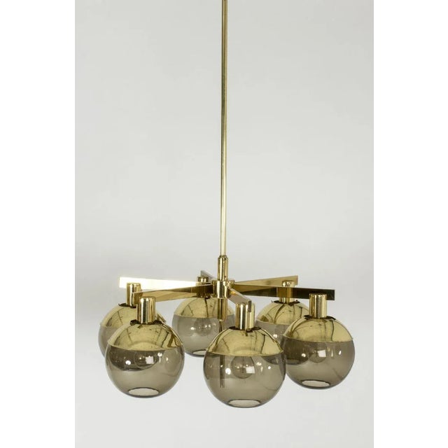 Brass and Glass Chandeliers by Hans-Agne Jakobsson for Hans-Agne Jakobsson AB Markaryd, 1960s, Set of 2 For Sale - Image 10 of 10