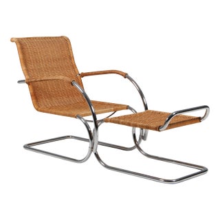 Set of Vintage MR20 Lounge Chair and Ottoman by Ludwig Mies Van Der Rohe, 1960s For Sale