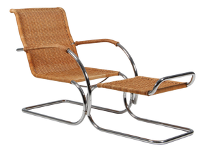 Set of Vintage MR20 Lounge Chair and Ottoman by Ludwig Mies Van Der Rohe, 1960s