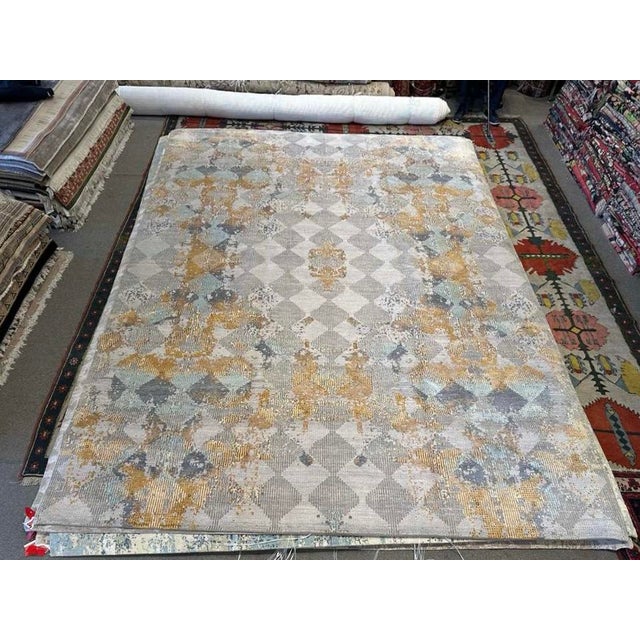 Large Abstract Wool Rug, Handmade in Nepal, 10x14 For Sale - Image 4 of 5
