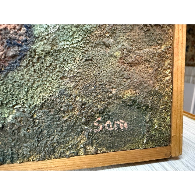 Wood Brutalist Textured Mid Century Bull Art Framed in Walnut For Sale - Image 7 of 11