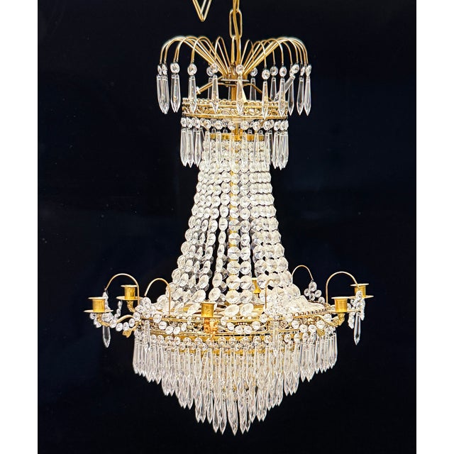 Gustavian (Swedish) Gustavian Crystal Chandelier, 1900s For Sale - Image 3 of 8