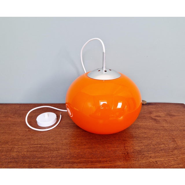 Large Space Age Pendant Light in Orange Opaline, 1970s For Sale - Image 11 of 12