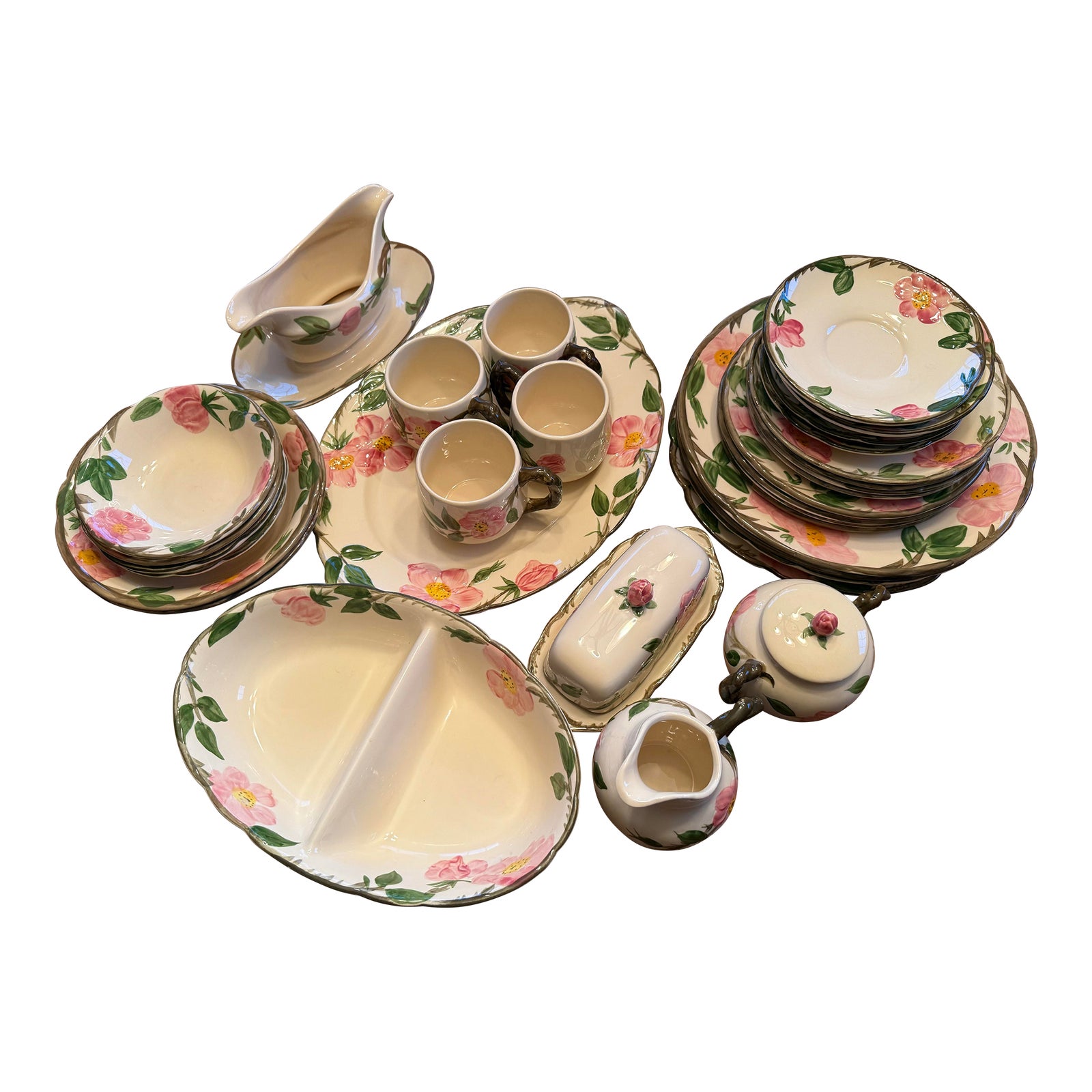 1970s Service of Franciscan Desert Rose, Serving Pieces, 4 Each
