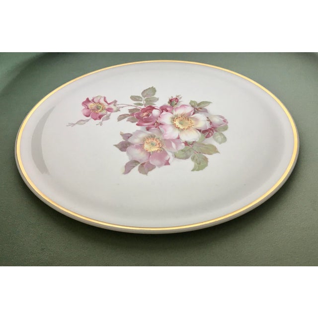 Ceramic Vintage Schumann Arzberg Wild Rose Gold Trimmed Platter For Sale - Image 7 of 11