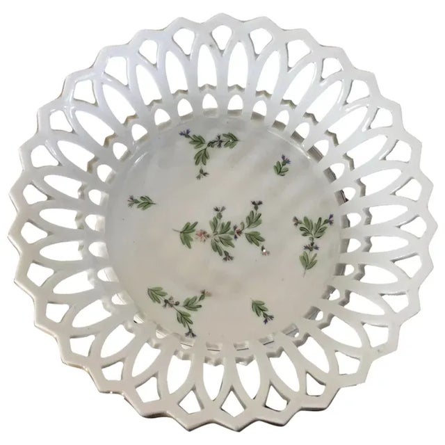 Antique Early 19th Century French Empire Porcelain Sprig Cornflower Basket or Corbeille For Sale - Image 11 of 11