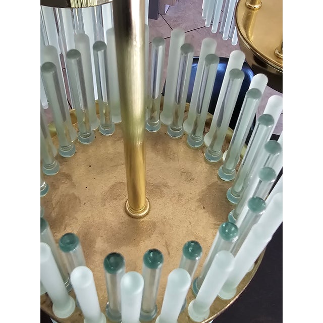 1970s 1970s Gaetano Sciolari 9-Light Brass & Glass Chandelier | Italian Modern Hollywood Regency For Sale - Image 5 of 7