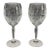 Late 20th Century Ralph Lauren Glen Plaid Crystal 8.75” Water Wine Goblets - Set of 2 For Sale