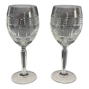 Late 20th Century Ralph Lauren Glen Plaid Crystal 8.75” Water Wine Goblets - Set of 2