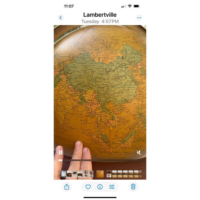 Illuminated Glass Globe on Iron & Walnut Stand For Sale - Image 10 of 12