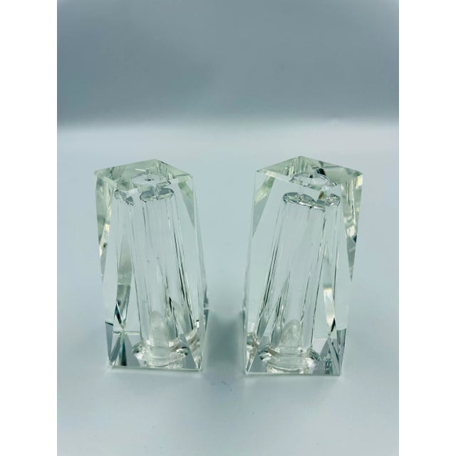 Vintage Saks Fifth Avenue Modernist Crystal Salt & Pepper Set- a Pair For Sale - Image 12 of 12