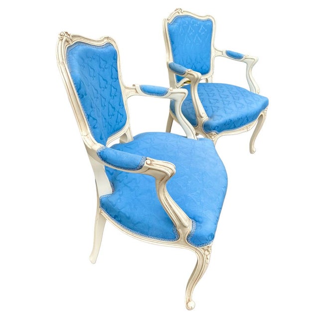 Vintage Louis XV Armchairs, 1950s, Set of 2 For Sale - Image 3 of 9